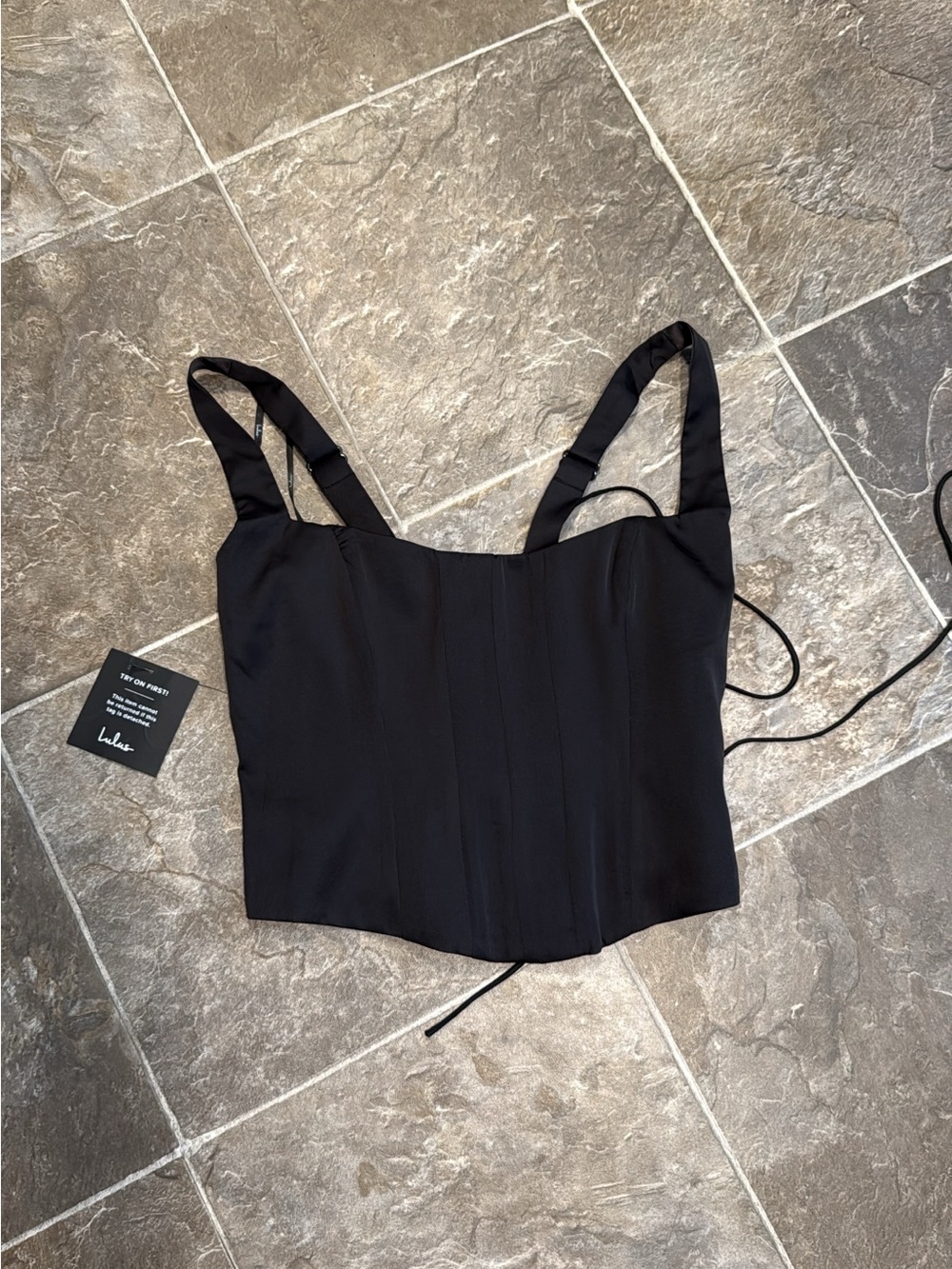 Lulu's Black Cropped Corset Tank Top